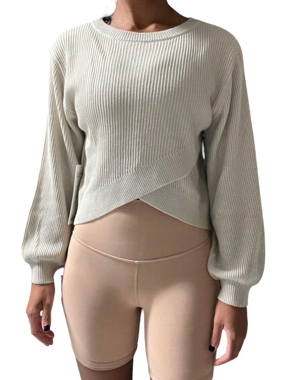 Lulu Reversible Crossover Sweater In oatmeal Beige Size Small